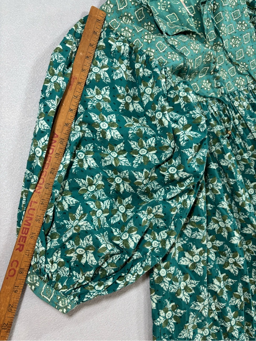 Free People Hazy Maisy Teal Patterned Maxi Dress cotton XS - Picture 7 of 12